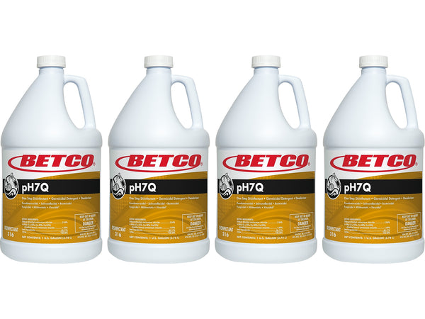 Betco pH7Q Disinfectant Liquid Bottle, Pleasant Lemon Scent, 128 oz., 4/Carton