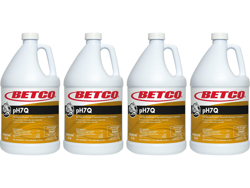 Betco pH7Q Disinfectant Liquid Bottle, Pleasant Lemon Scent, 128 oz., 4/Carton
