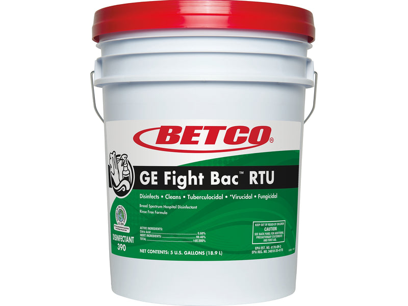 Betco GE Fight Bac RTU Disinfectant, Fresh, 640 Oz., 5 Gal. Pail